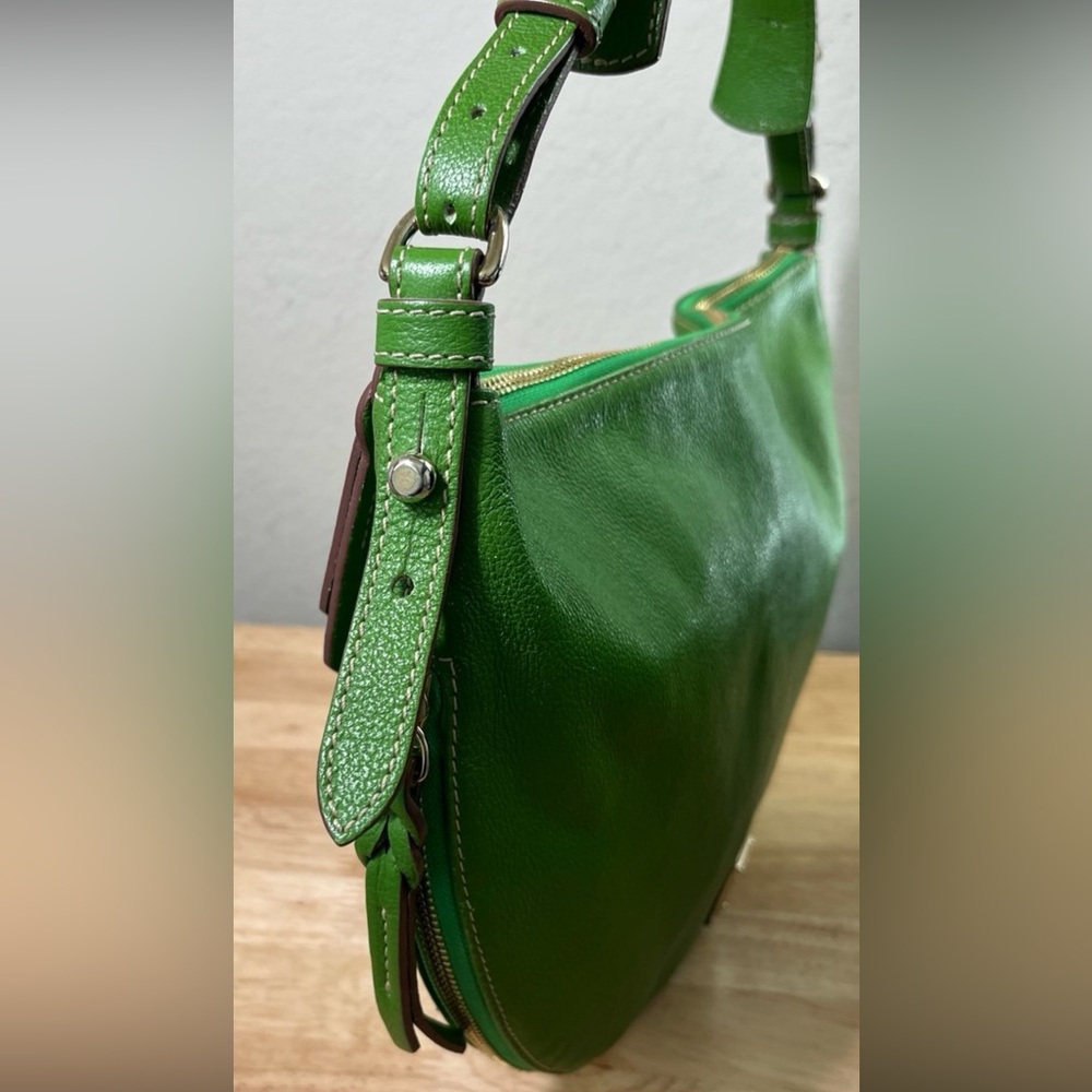 Vintage Dooney & Bourke Signature Luna Green Satchel Handbag - Picture 6 of 12